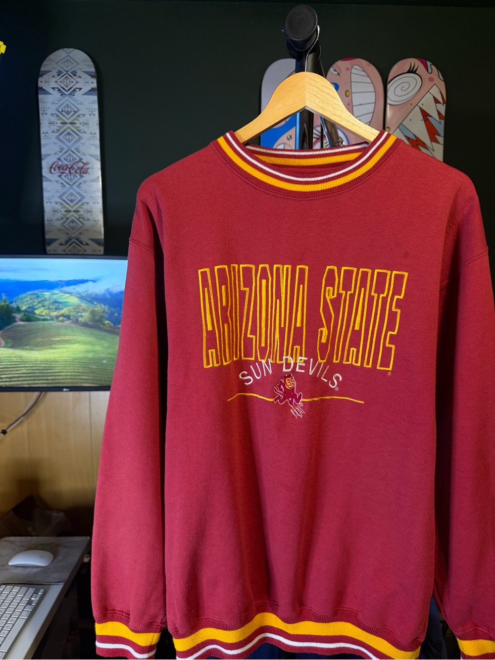 Arizona State Sun Devils Vintage LOGO 7 Oversized Crewneck Sweatshirt